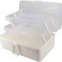 Avlcoaky Tackle Box Large 3 Layers Plastic Portable Storage Box Fishing White Tackle Box Organizer Art Craft Tool Box