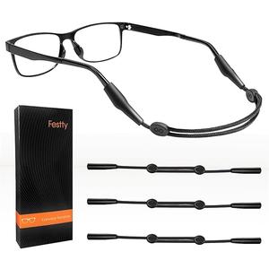 Glasses Strap Sports 3 pcs, Eyeglasses Strap Holder for Kids Women Men, Adjustable Sunglasses lanyard string chain，Reading eye glasses holders around neck, Eyewear Retainer (Black)
