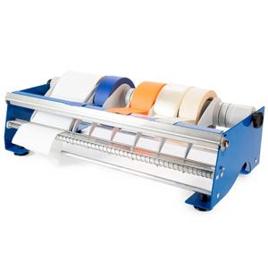 IDL Packaging 18" Manual Label and Tape Dispenser, 2" and Up Core Size, Adjustable Roll Width - Tabletop & Wall-Mounted Multi Roll Holder - Industrial Grade Steel Construction