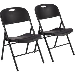 Amazon Basics Portable Folding Plastic Chair, Events Seating, Easy to Store, 350-Pound Capacity, Black, 2-Pack