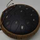 Steel Tongue Drum - 15 Note 12 Inch Tongue Drums - Percussion Instruments - Hand Pan Drum with Music Book, Drum Mallets and Carry Bag, D Major, Black