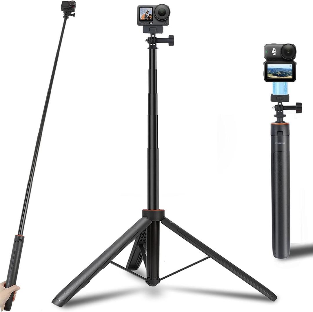 53" Osmo Action 6 Camera Selfie Stick Tripod, Magnetic Quick Release Adapter 53'' Selfie Stick Extended Pole Handle Grip for DJI Osmo Action 6/Nano,Table Desk Tripod for DJI Osmo Nano Accessories