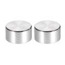 uxcell 2pcs Potentiometer Knob Knurled Shaft Silver Tone Aluminum Smooth Surface Rotary Knob 25mmx13mm Volume Control Knob
