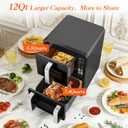 12QT Dual Basket Air Fryer, Vertical Double Stack XL 2-Basket, Feeds Up to 10 People, 8-in-1 Presets with Digital Touchscreen to Free DIY, Compact Design, Easy to Clean, Black