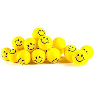 Neliblu 24 Pack Stress Balls for Kids and Adults - 2" Stress Ball in Bulk - Neon Yellow Squishy Balls with Smiley Faces - Fun Party Favors for Classroom, Goodie Bags, and Fidget Toys for Kids