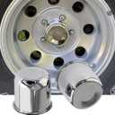 4 Pack Chrome Steel Center Caps Push Thru for Trailer Wheel Rims 4.25" Center Bore