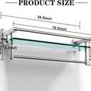 Bathroom Glass Shelf with Towel Rack Organizer Wall-Mounted Bathroom Storage SUS304 Stainless Steel Towel Bar/Track Wall-Mounted Tempered Glass Shelves (Chrome Polished, 20-inch), 20-inch with Railing