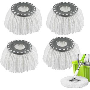 Spin Mop Heads Replacement Refill for Old Hurricane Mr.Clean 360 Spin Magic Rotating Round Mop Microfibre,Universal Spin Mop Heads Clean Mop Head Refill for Standard Mops (4 Pack)