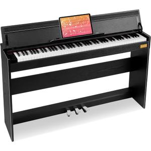 MOSEN 88 Key Digital Paino Fully Weighted Keyboard with Graded Hammer Action, 380 Tones, Triple Pedal, Upright Wood Stand, USB-MIDI, Full Size Home Electric Pianos for Beginner, MDP-110