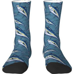 Funny Socks Novelty Crazy Socks Gifts For Women Men (1-2, Blue Ocean Fish)
