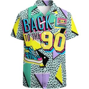 Funny Hawaiian Shirt for Men Casual Short Sleeve Button Down Beach Shirts Printed Tropical Vacation Shirts (L)