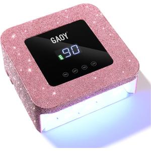 GAOY Cordless UV LED Nail Lamp for Gel Nails, Rechargeable UV Light, Professional Nail Dryer with 4 Timers, Automatic Sensor and Sensitive Mode for Fast Curing, Pink Diamond