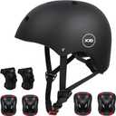 XJD Kids Bike Helmet,Multi-Sport Protective Gear Set for 3-5-8-14 Years Boys Girls with Knee and Elbow Pads Wrist Guards fit Roller Skates,Cycling,Skateboarding,Christmas Birthday Gifts for Kids (Small, Black)