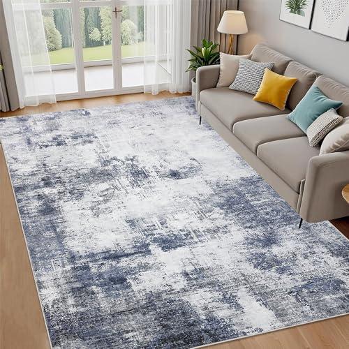 GarveeHome Washable Rug 5x7 Area Rugs for Living Room Low Pile Ultra Soft Bedroom Rug Modern Abstract Floor Cover for Dining Room Playroom Home Office Nursery，Indigo
