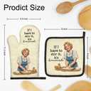 DYJYBMY If I Have to Stir It It's Homemade Funny Oven Mitts and Pot Holder Set for Cooking Grilling, Kitchen Gadgets for Women, Funny Baking Gifts for Chef Friend, Hostess Baking Gifts for Mom Sister