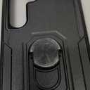 Compatible with Samsung Galaxy S24/S25 Case with Screen Protector Tempered Glass,Heavy Duty Shockproof Full Body Phone Cover Built in Metal Ring Holder Kickstand,2025 Black Matte