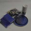 Starry Night Sky Party Supplies Set, Birthday Star Party Table Decorations Including Banner, Plates, Cups, Paper Napkins, Tablecloth, Cupcake Toppers, Knives, Forks and Spoons Serves 20(B)