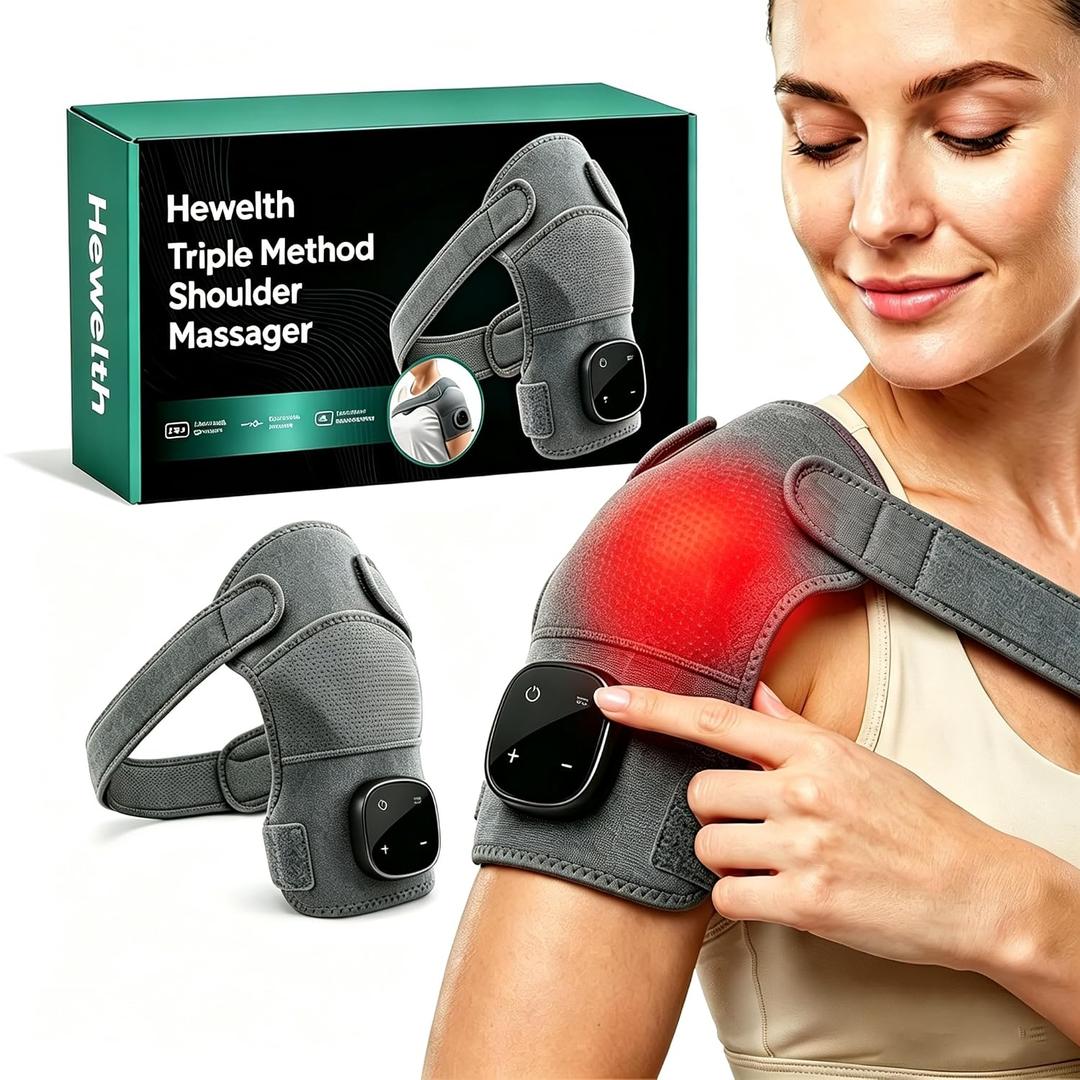 Triple Method Shoulder Massager, with Heat Compression & Vibration, Triple Therapy Shoulder Massager for Shoulder Pain Relief and Muscle Relaxation, One Size Fits Most