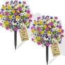 2 Pack Artificial 4 Colors Flowers Topiary Ball Tree, 22" Fake Plants with Ground Spike, UV-Resistant Faux Shrub, Realistic Artificial Colorful Bushes for Indoor/Outdoor Front Porch & Garden Decor