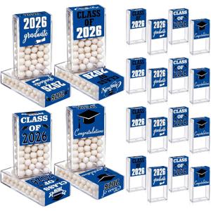 AceOrbit 2026 Graduation Candy Jar Bulk for 24 Guest 3.54 Inch Empty After Dinner Candy Tube Buffet Container Acrylic Box with Sticker for Class of 2026 End of Year Gifts Multi-item Party Favor(Blue)