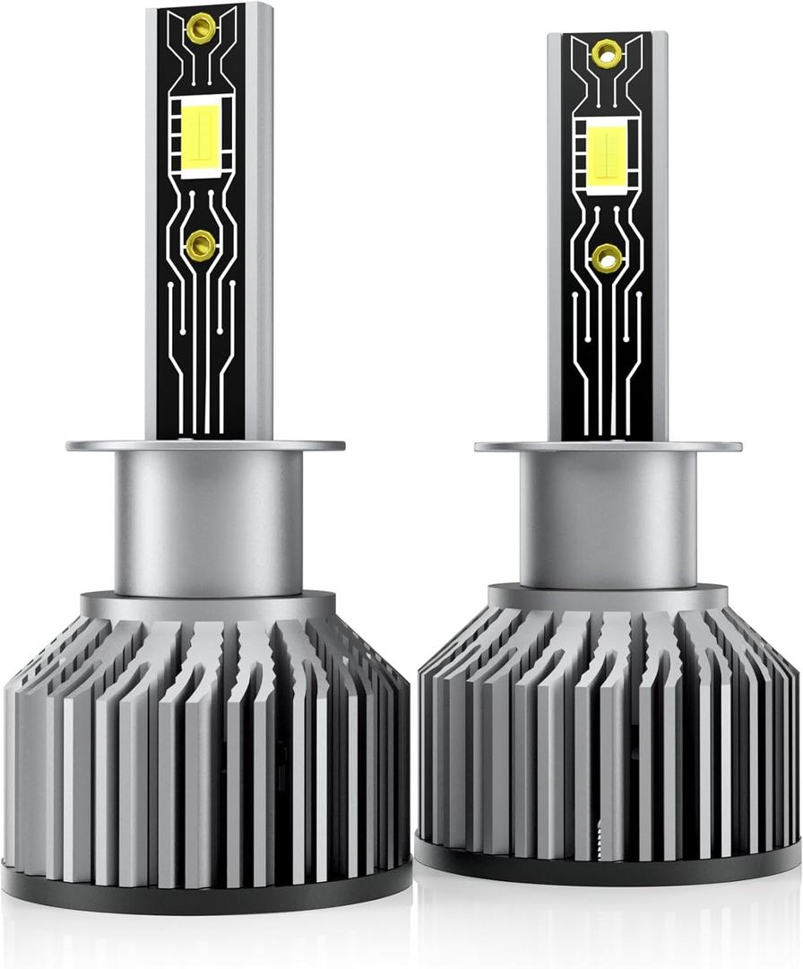 H1 Light Bulb, 600% Brightness 24000LM Super Bright, Halogen Replacement with Cooling Fan, IP68 Waterproof, Pack of 2