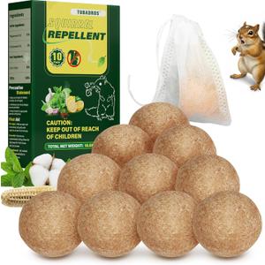 Squirrel Repellent, Peppermint Oil to Repel Squirrel, Squirrel Repellent for Cars, Rodent Repellent for Plants Garden, Outdoor Use (1 Count (Pack of 10))