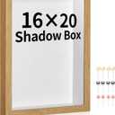 16x20 Shadow Box Picture Frame Display Case with Soft Linen Back-Thickened Panel,Large Brown Deep Shadow Box Frame 16x20 for Jersey Graduation Items Flower Photo Craft Memorial