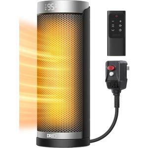 DREO Space Heater for Bathroom and Indoor, 70Oscillating, 5 Modes, Remote for Home Bedroom, 12H Timer, with ALCI Safety Plug (Silver)