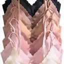 BEAUDRM Women's 6 Pieces Bra Scallop Seamless Padded Comfy Wireless Bralettes Cami Tops (Apricot and Black)