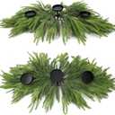 Norfolk Christmas Table Centerpiece With3 Candle Holders Norfolk Pine Tabletop Needle Decoration for Holiday Dining Table Center Kitchen Cabinet Fireplace Home Indoor Decor