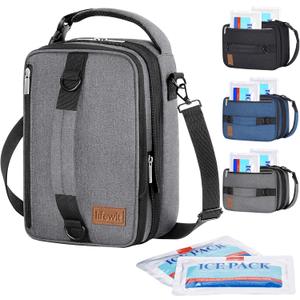 Lifewit Expandable Lunch Box for Men, Insulated Lunch Bag, Portable Cooler Bag with Shoulder Straps and 2 Ice Packs for Men Women Adult for Work College Travel, 6.5L 12 Cans Gray