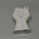 Decorative Face Makeup Brush Holder, White Ceramic Sculpture Design, 7x4.7 Inch, Cosmetic Organizer for Vanity