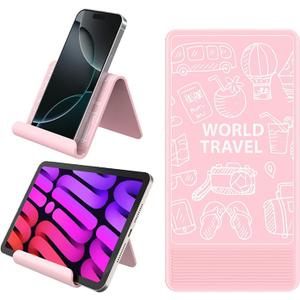 Airplane Phone Holder Mount, Travel Essentials Flexible Phone Holder, Airplane Tablet Holder for Flying, Desk, Compatible with iPhone, Smartphone, Tablet, Pink