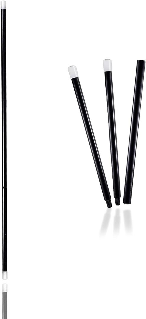 36.5 Inch Magic Cane Black Prop Stick for Costume and Dance, Theatrical Magical Wand with White Tips Costumes Accessory for Adult Performers 1920s Style Plastic Cane for Shows and Parties