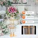 Crystal Vases for Centerpieces, Flower Stand with Hanging Crystals, 43.3" Gold Wedding Vase, 5 Tier Round Chandelier Pedestal Stand for Wedding Stage Flower Arrangement Decor (Gold, 1PC)