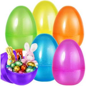 SpringFlower 12 PCS Jumbo Easter Eggs, 10" Large Plastic Easter Eggs for Easter Egg Hunt, Empty Easter Eggs for Filling Treats, Basket Stuffers Fillers, Easter Theme Party Favor