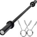 MAYCAN Olympic Barbell straight Bar, 4FT Bearing Barbell Bar Comes with Two Spring Collars Suitable for Weightlifting, Hip Thrusts, Squats and Lunges