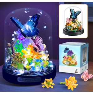 Flower Bouquet Butterfly Building Set with LED String Light, Butterfly Flower Botanical Collection, 530 Pcs Mini Bricks Building Blocks Toy for Kids, Adults, Gift for Mother's Day, Christmas