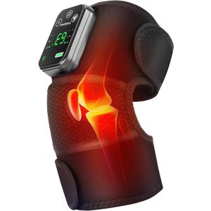 Cordless Knee Massager - Heat & Vibration Knee Massaging Pad - Black 1 Pack (One Size)