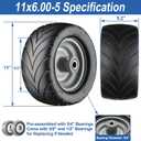 11x6.00-5 Flat Free Tire with Chevron Tread, Zero Turn Lawn Mower Tires with 3/4" or 5/8" and 1/2" Bearings, 5.2"-8.3" Centered Hub,11x6.00-5 Tires for Zero Turn Mower Gray Rim - 2Pack