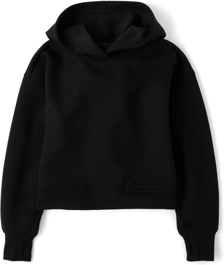 The Children's Place girls Active Long Sleeve Hooded Sweatshirt (Medium, Black)