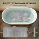 Non-Slip Bath Tub Mat, 39x16 Inch Extra Large Shower Mat with Drain Holes & Suction Cups, Machine Washable, Clear Blue