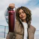 Owala FreeSip Sway Insulated Stainless Steel Water Bottle with Two-Way Spout, Built-In Straw and Handle, Made for Travel, School, and Sports, 40oz, BPA Free, Leak Proof, Black Cherry