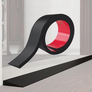 Threshold Ramps for Doorways Self-Adhesive Rubber Ramps for Door Threshold Rubber Door Threshold Ramp for Wheelchair for Doorways, Curb, Power Scooters, Bathroom (Black, 3/8'' Rise-3.3Ft Long)