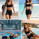 Daci Women High Waisted Swim Shorts - 3"/5"/7" Bathing Suit Short with Pockets Liner Tummy Control Swimsuit Bottom Boy Short (Black, XL)