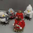 5 Pack 6 Inch Christmas Table Decorations - Small Bird Figurines, Cute Xmas Ornaments for Table Top, Desktop, Mantel, Kitchen Decor, Holiday, Winter Party Gifts