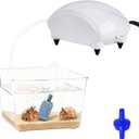Hermit Crab Pool with Bubbler, Hermit Crab Tank with Aquarium Air Pump, Quiet Oxygen Bubbler Pump with Air Stone, Transparent Water Tank with Climbing Ramp, Ideal for Small or Medium Habitat Home