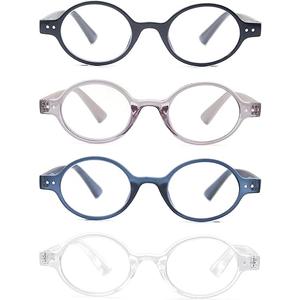 Small Round Reading Glasses Women Men Cute Circular Readers Stylish Lightweight Cheaters Glasses Spring Hinges 4 Pack 1.5
