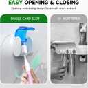 4 Pcs Toothbrush Holders Wall Mounted, Single Slot Design, Shower Self Adhesive Wall Mounted Toothbrush Holder with Cover, Waterproof and Dustproof, Suitable for Bathroom, Family, Travel (Blue)