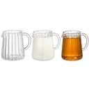 Yarlung 3 Pack Small Glass Pitcher, 8.5 Oz Clear Milk Creamer Pitcher with Handle, Creative Milk Frothing Coffee Pitcher for Table Serving, Salad Sauce